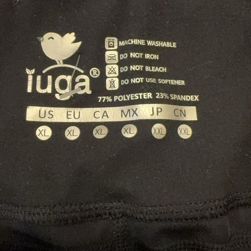 Iuga Leggings Sz XL Black Capri High Waist Pockets Stretch Yoga Running Workout - Picture 2 of 6